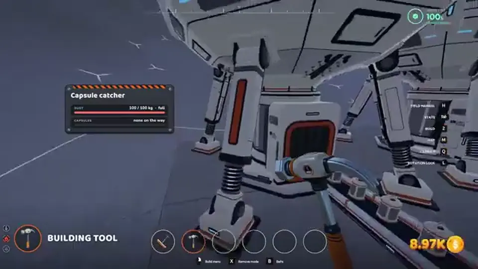 Moon Sweepers Capsule catcher pad with dust and capsule HUD