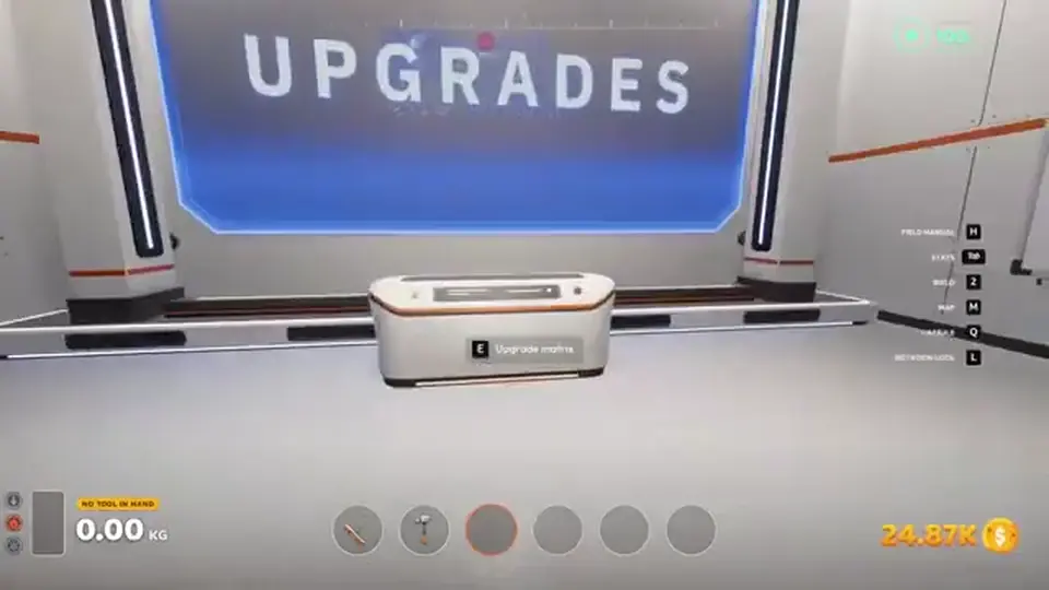 Moon Sweepers Upgrade Matrix console under the Upgrades sign