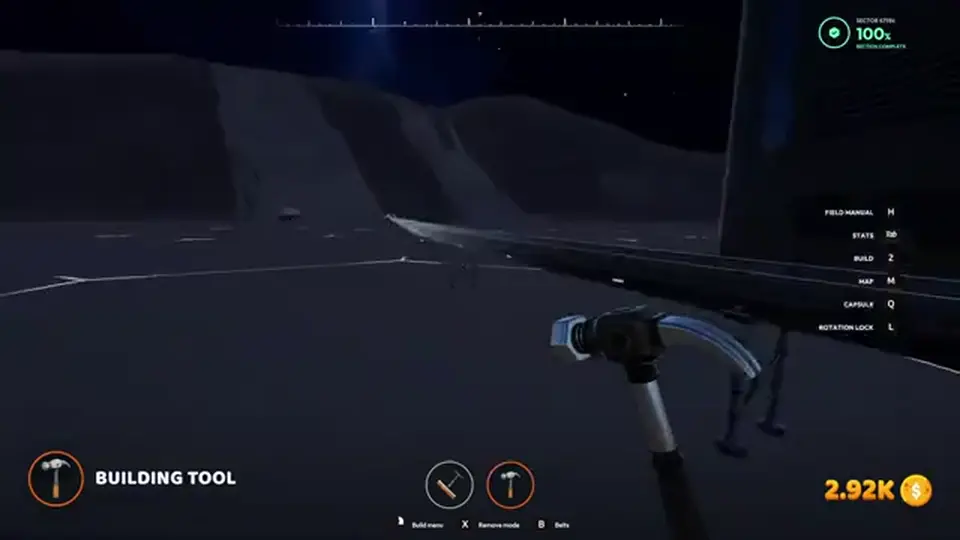 Moon Sweepers building tool and conveyor line on a hub pad